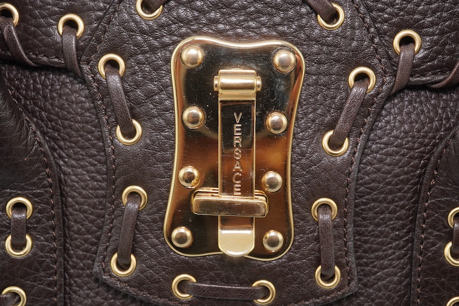 A Versace large brown leather shoulder bag